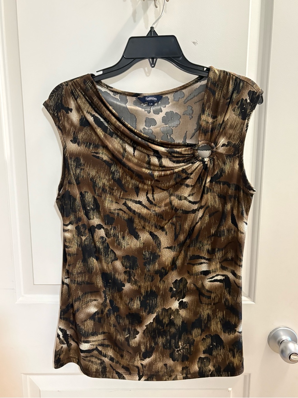 Reitmans Brown and Black Sleeveless Animal Print Large Top
